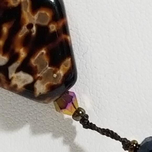 Premier brown beaded necklace signed 15'' 1.1702 - Picture 5 of 13